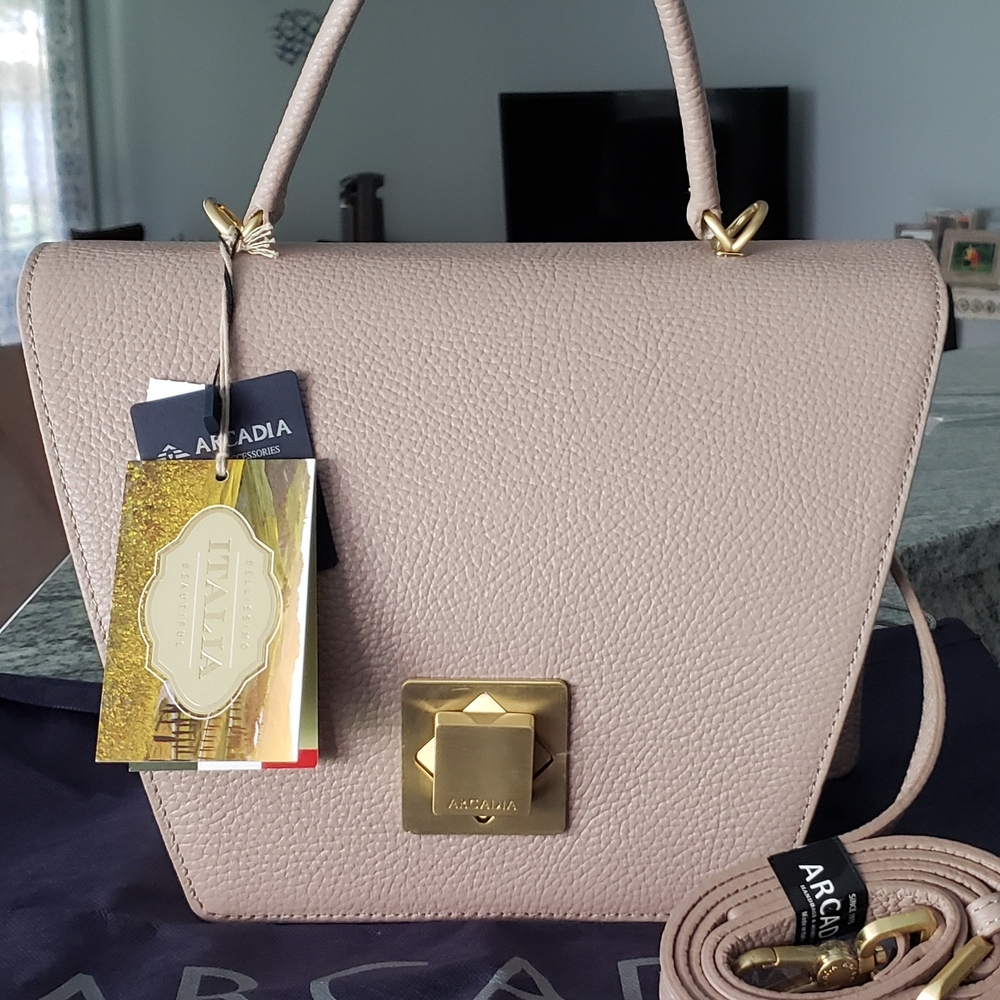 Arcadia Taupe Leather Crossbody Bag